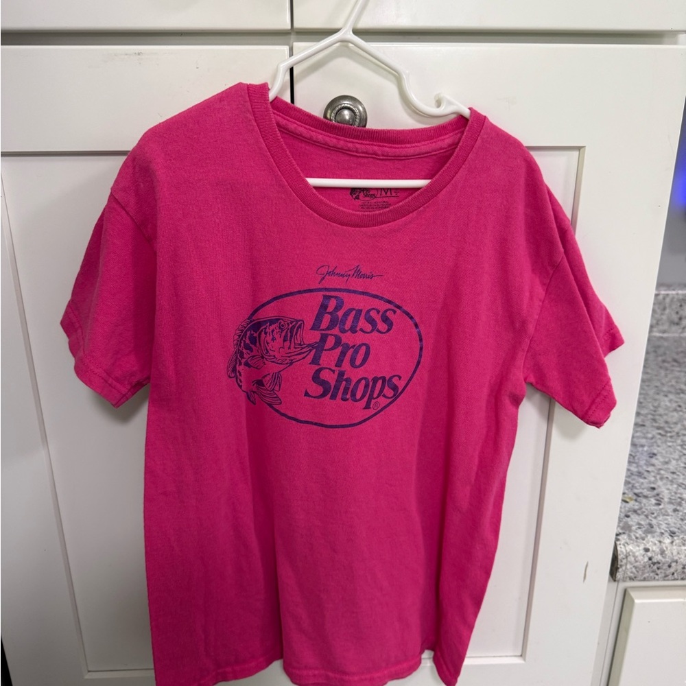 Bass Hot Pink Short Sleeve Tee with Navy Bass Pro Logo